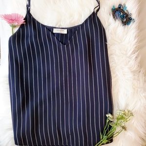 Babaton Everly Camisole Striped V-neck Camisole (Navy Blue)